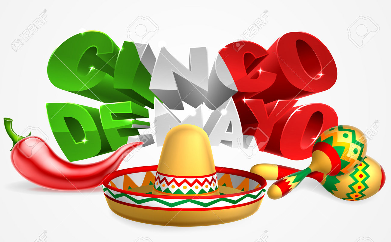 A Mexican Cinco De Mayo label sign decal design with red chilli pepper, sombrero straw sun hat and maracas shakers - 75299873 A Mexican Cinco De Mayo label sign decal design with red chilli pepper, sombrero straw sun hat and maracas shakers - 75299873