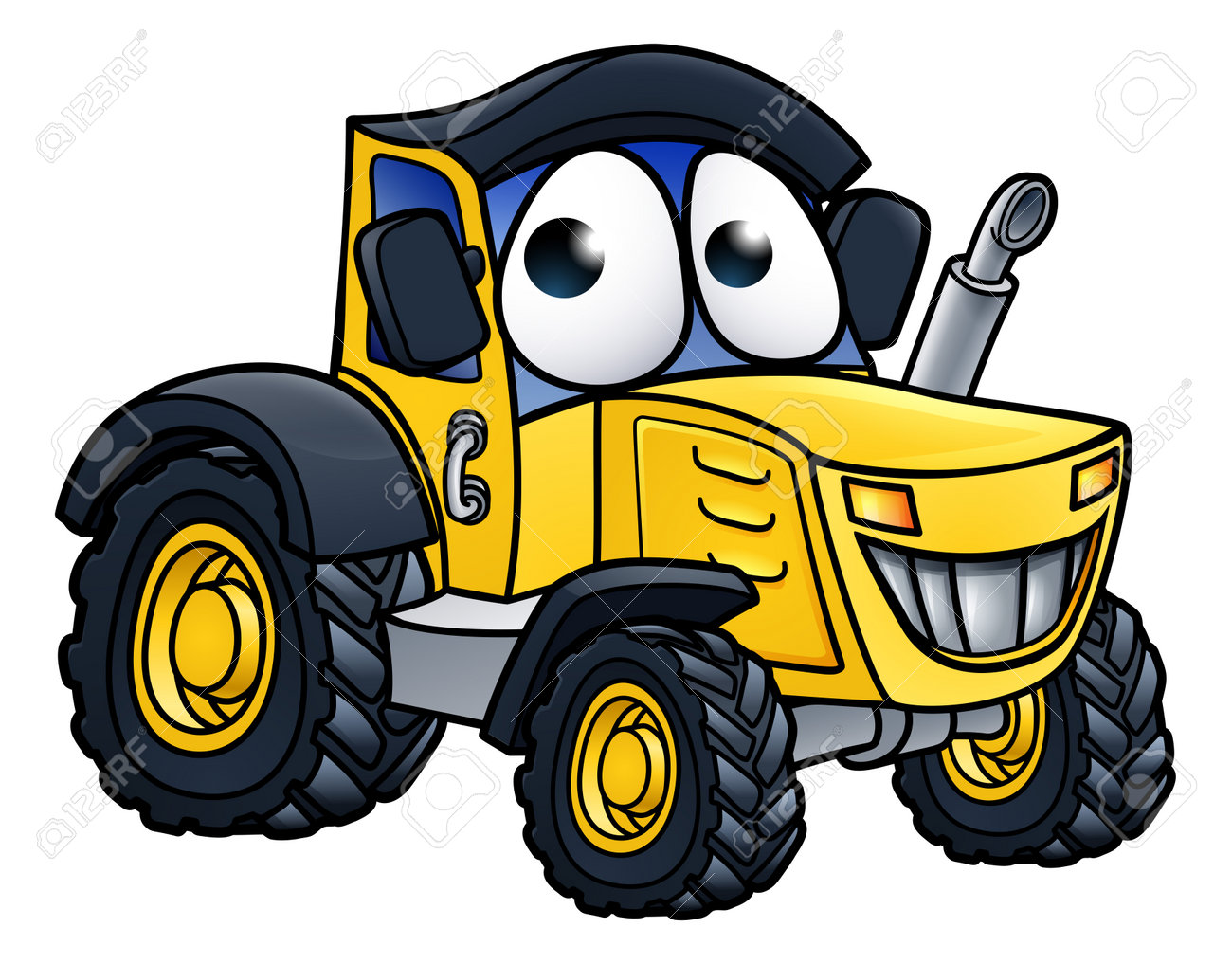 Ilustración De Personaje De Dibujos Animados De Vehículo De Granja De Tractor Ilustraciones Vectoriales Clip Art Vectorizado Libre De Derechos Image 80497672