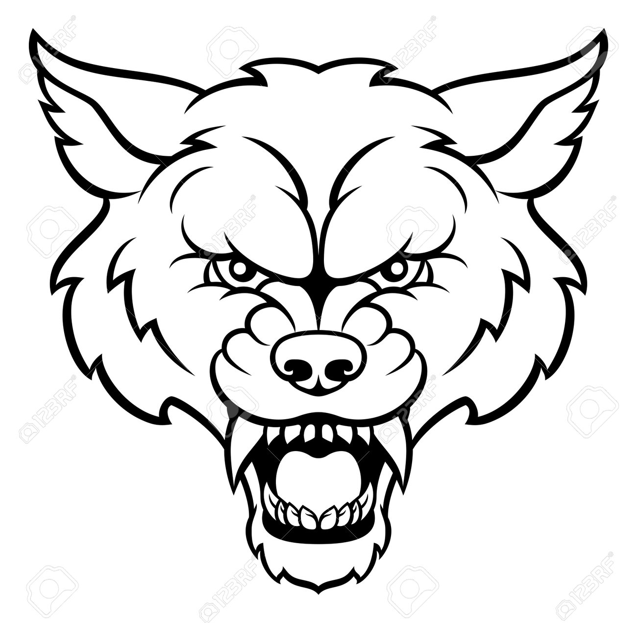 オオカミ スポーツ マスコットの怒った顔 の写真素材 画像素材 Image 9402