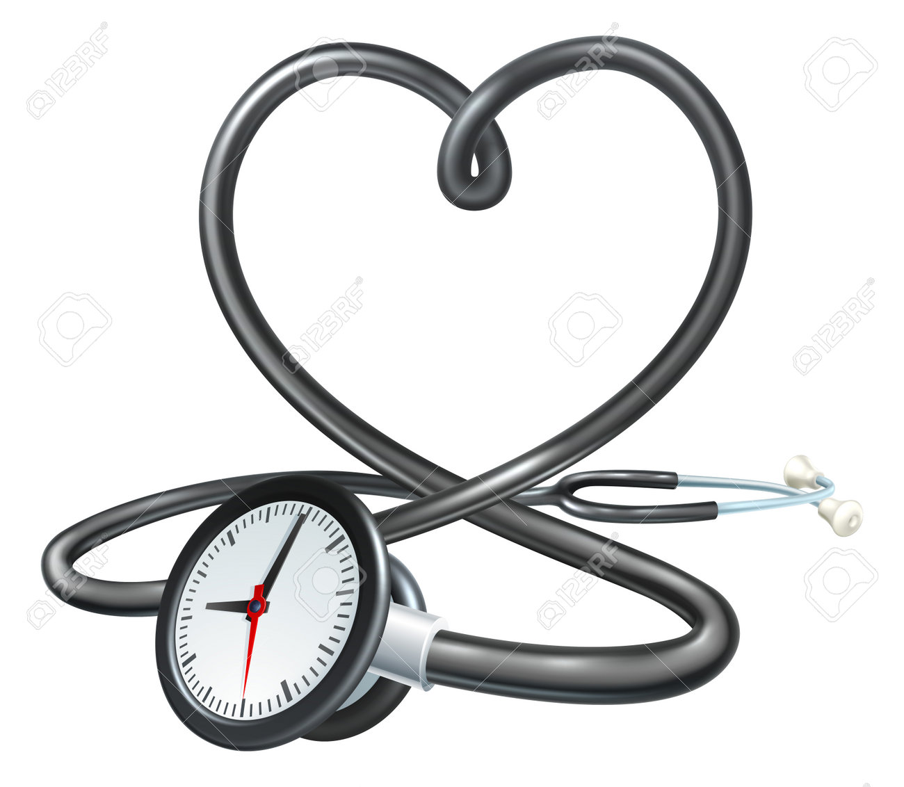 stethoscope heart clock concept vector illustration royalty free