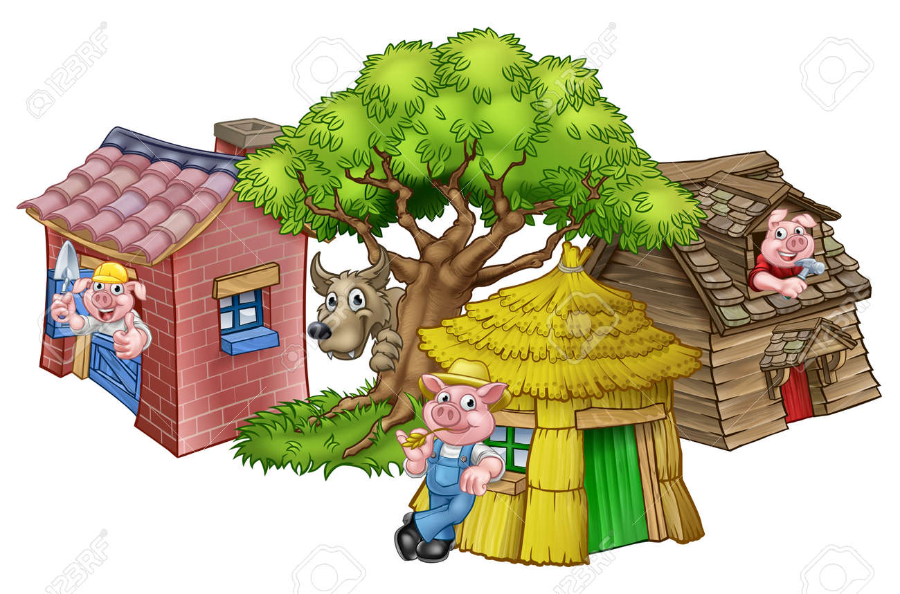 An Illustration From The Three Little Pigs Childrens Fairytale