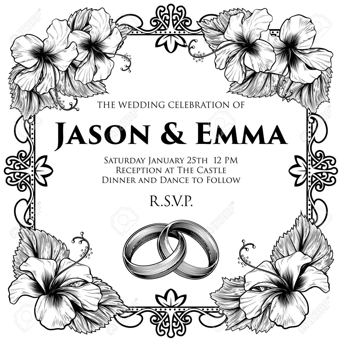 a wedding invitation invite save the day template featuring intertwined save the day template