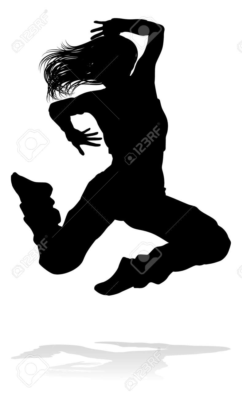 A Woman Street Dance Hip Hop Dancer In Silhouette Royalty Free SVG,  Cliparts, Vectors, and Stock Illustration. Image 110746788., image size:788x1300