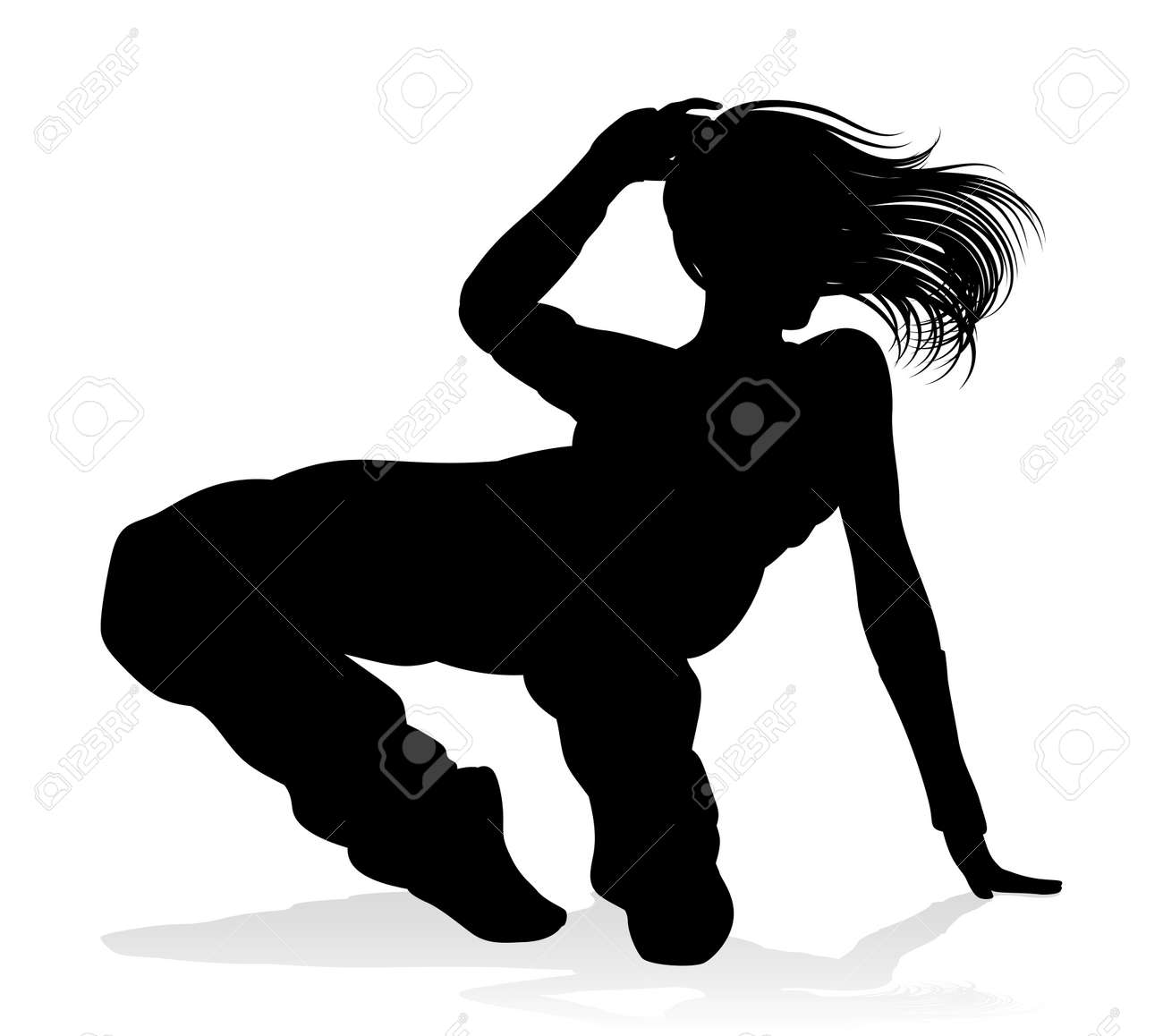 A Woman Street Dance Hip Hop Dancer In Silhouette Royalty Free SVG,  Cliparts, Vectors, and Stock Illustration. Image 111032366., image size:1300x1158
