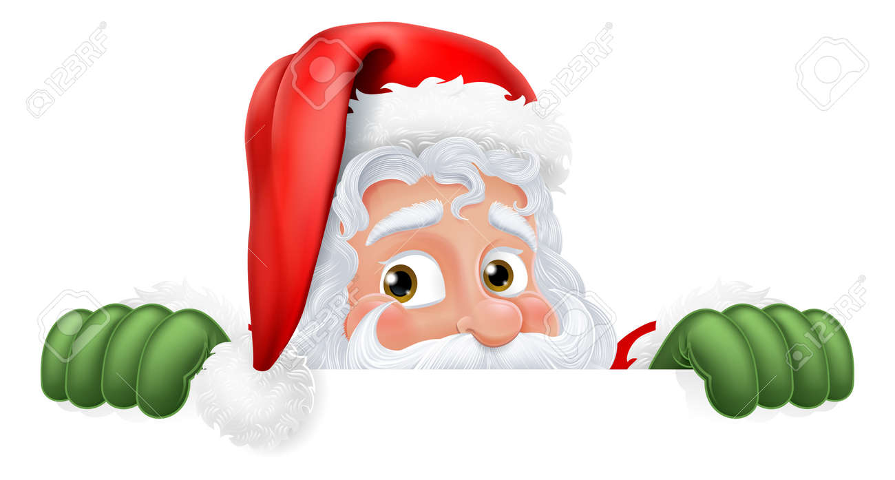 Cartoon Santa Claus Father Christmas Peeking Sign Royalty Free SVG,  Cliparts, Vectors, and Stock Illustration. Image 188290156., image size:1300x697