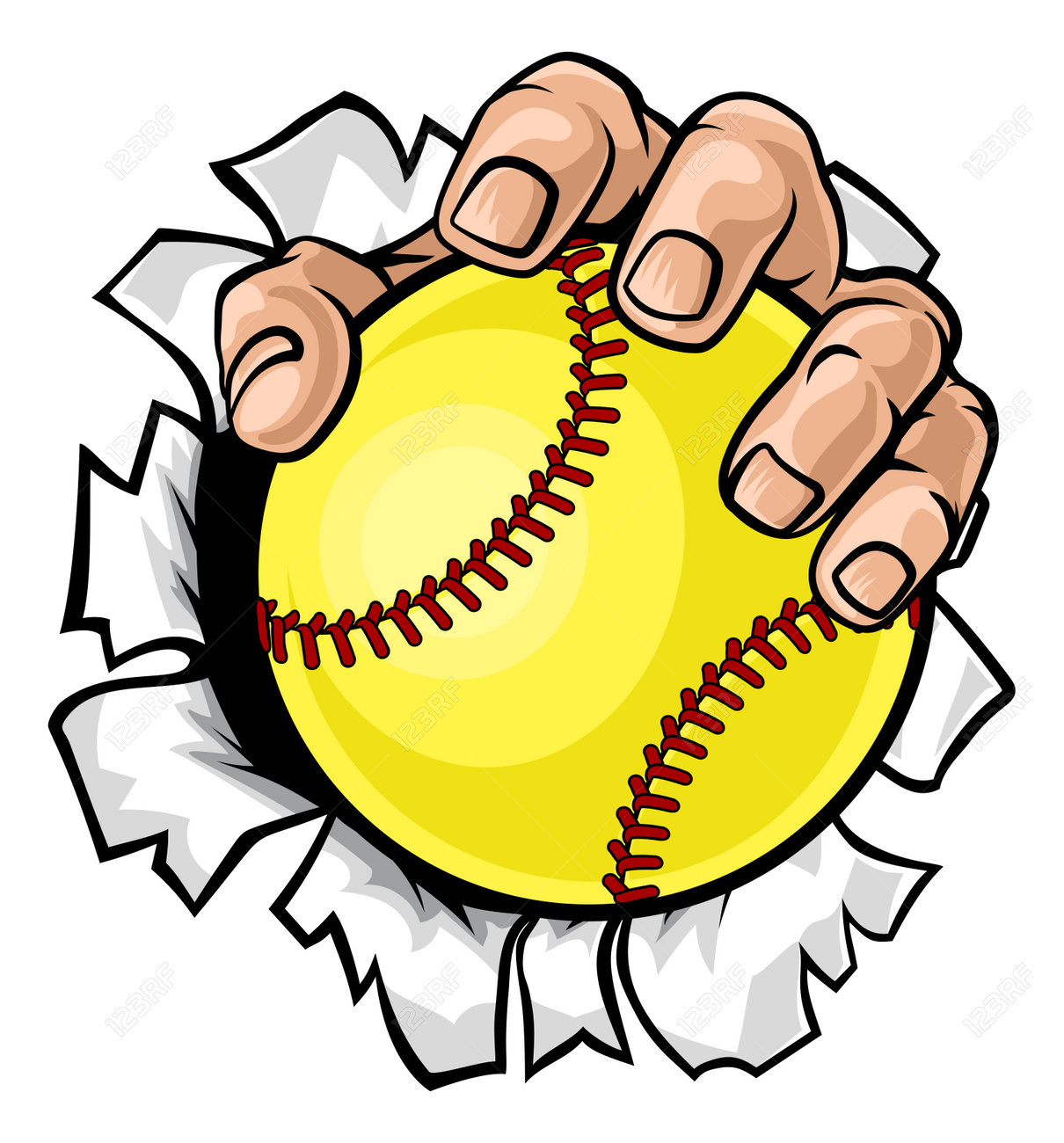 ソフトボール ソフトボールボールを持つ手のマスコットのイラスト素材・ベクター Image 231937678