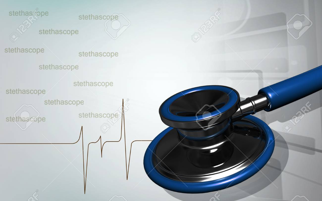 Digital illustration of stethoscope in colour background - 52506618 Digital illustration of stethoscope in colour background - 52506618