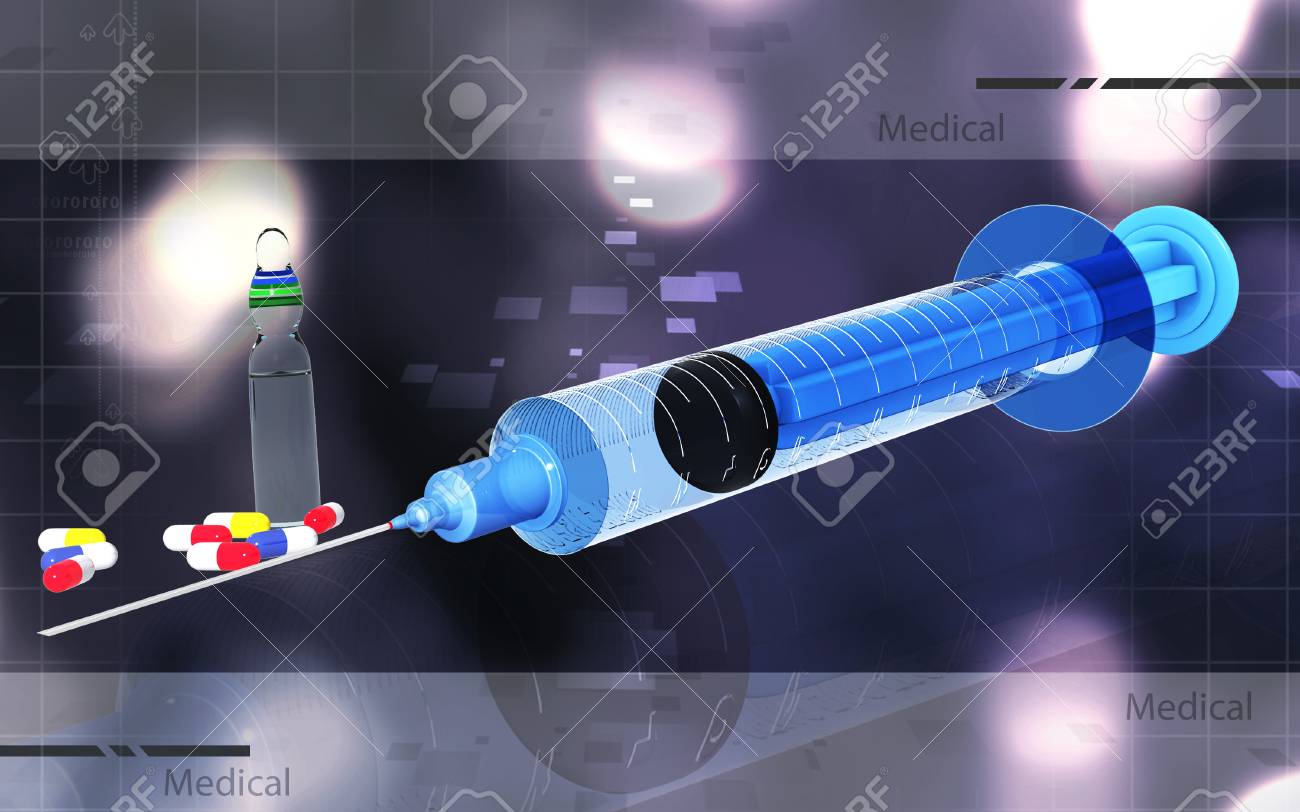 Digital illustration of syringe in colour background - 53745860 Digital illustration of syringe in colour background - 53745860