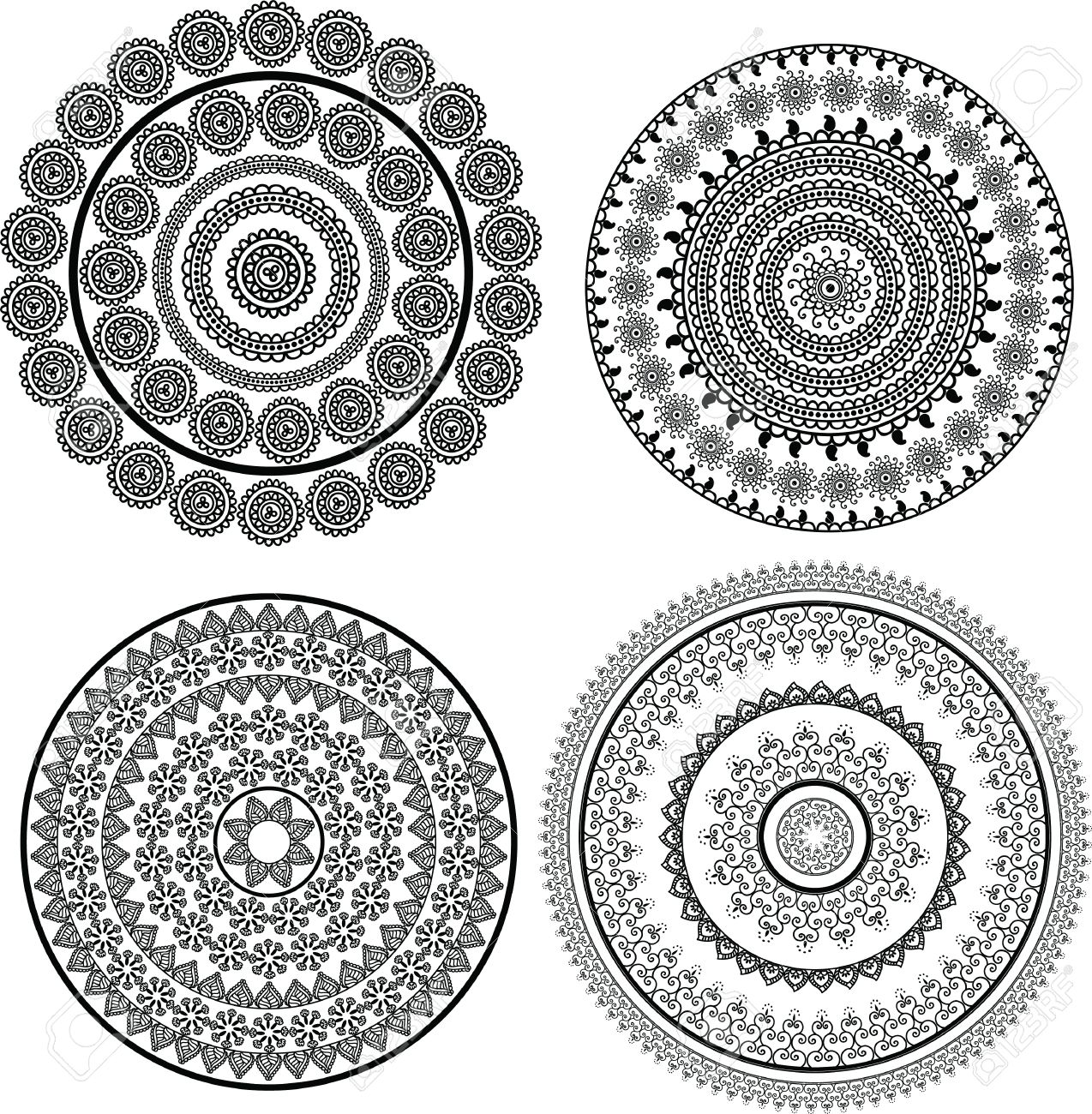 ヘナ マンダラ デザイン 非常に精巧な簡単に編集可能 のイラスト素材 ベクタ Image 998
