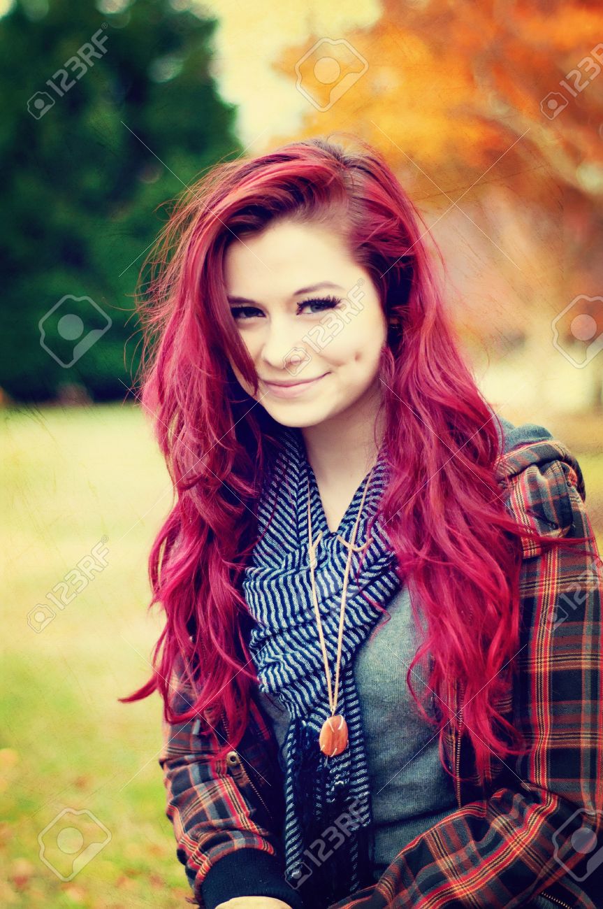 Beautiful Young Teen Girl With Red Hair Stock Photo Picture And