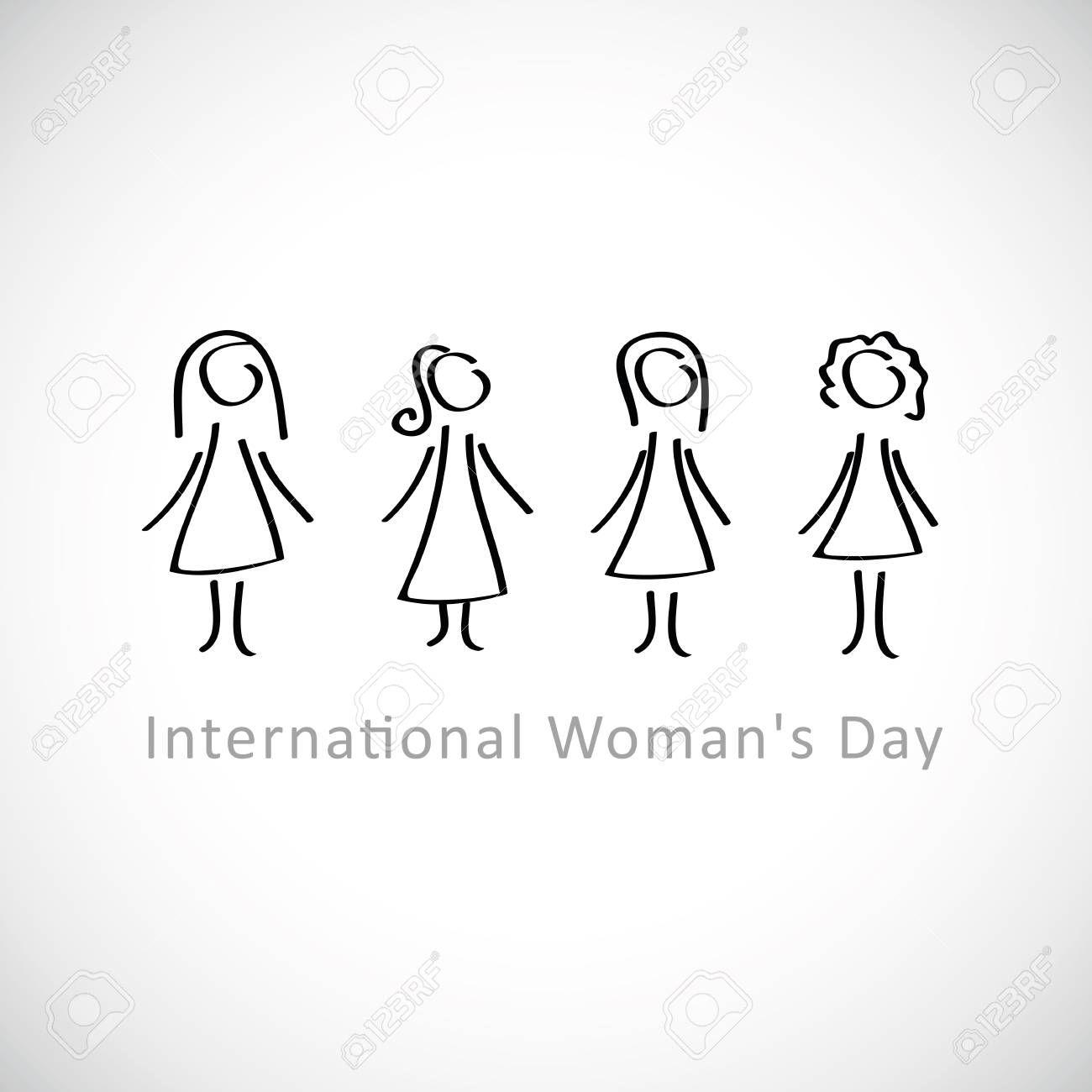 International Women's Day Line Drawing Vector Illustration EPS10 ...