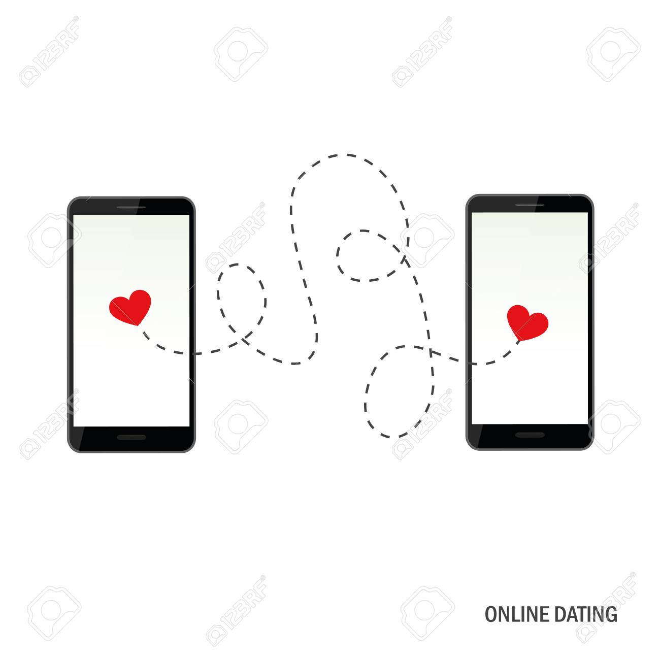 online dating app concept with two hearts vector illustration eps10