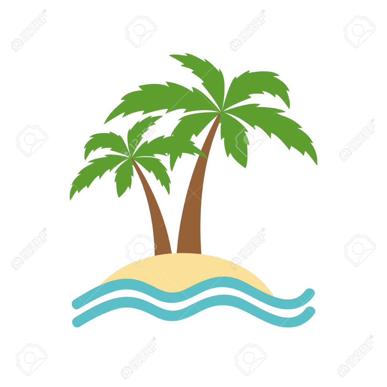 Small Island With Palm Trees Summer Holiday Design Vector