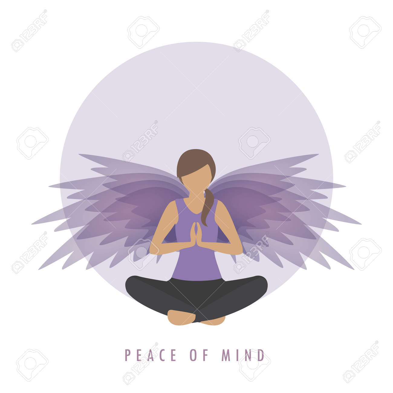 peace of mind girl in meditation pose with wings - 167505111 peace of mind girl in meditation pose with wings - 167505111