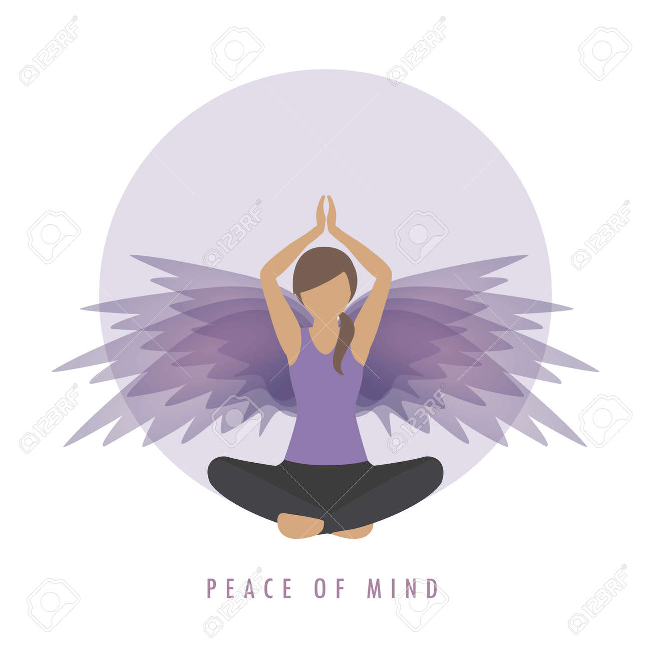 peace of mind girl in meditation pose with wings - 167505113 peace of mind girl in meditation pose with wings - 167505113