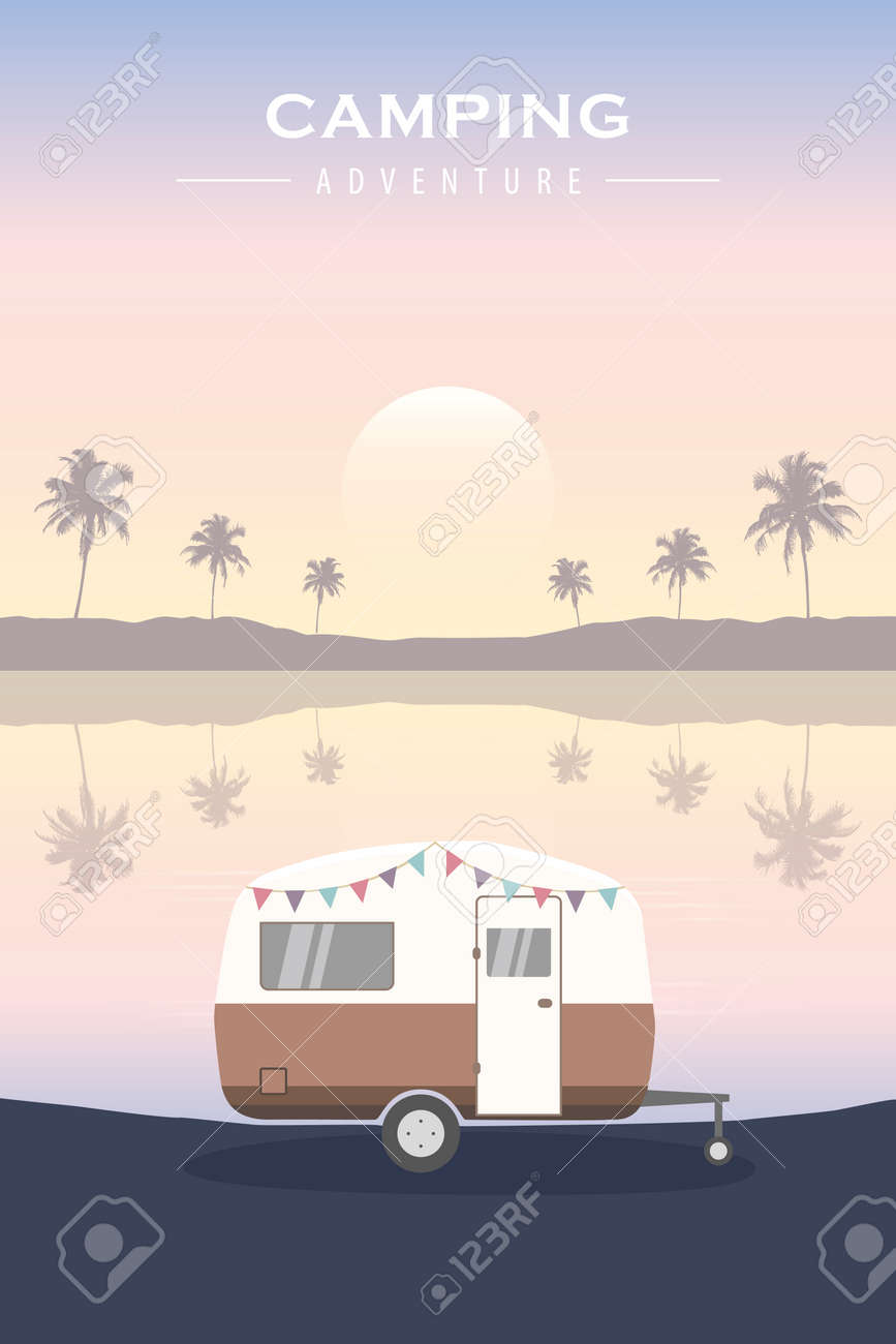 tropical camping adventure summer holiday with camper - 169841376 tropical camping adventure summer holiday with camper - 169841376