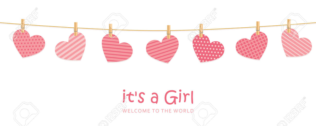 its a girl welcome greeting card for childbirth - 170390993 its a girl welcome greeting card for childbirth - 170390993