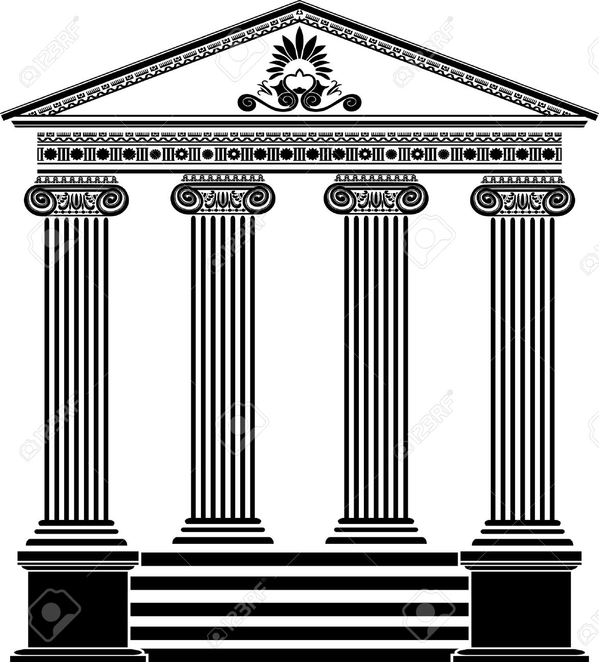 ギリシャの寺院ステンシル第 3 変形フィリグリー飾りのイラスト素材 ベクタ Image