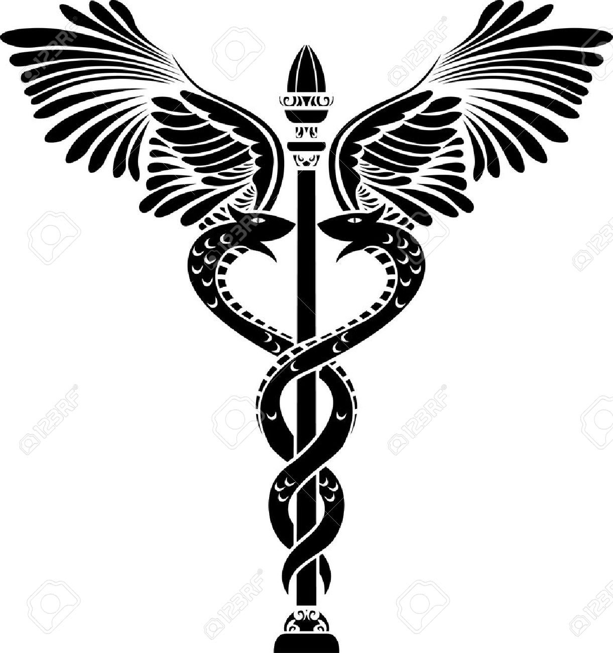 medical symbol caduceus silhouette royalty free cliparts vectors