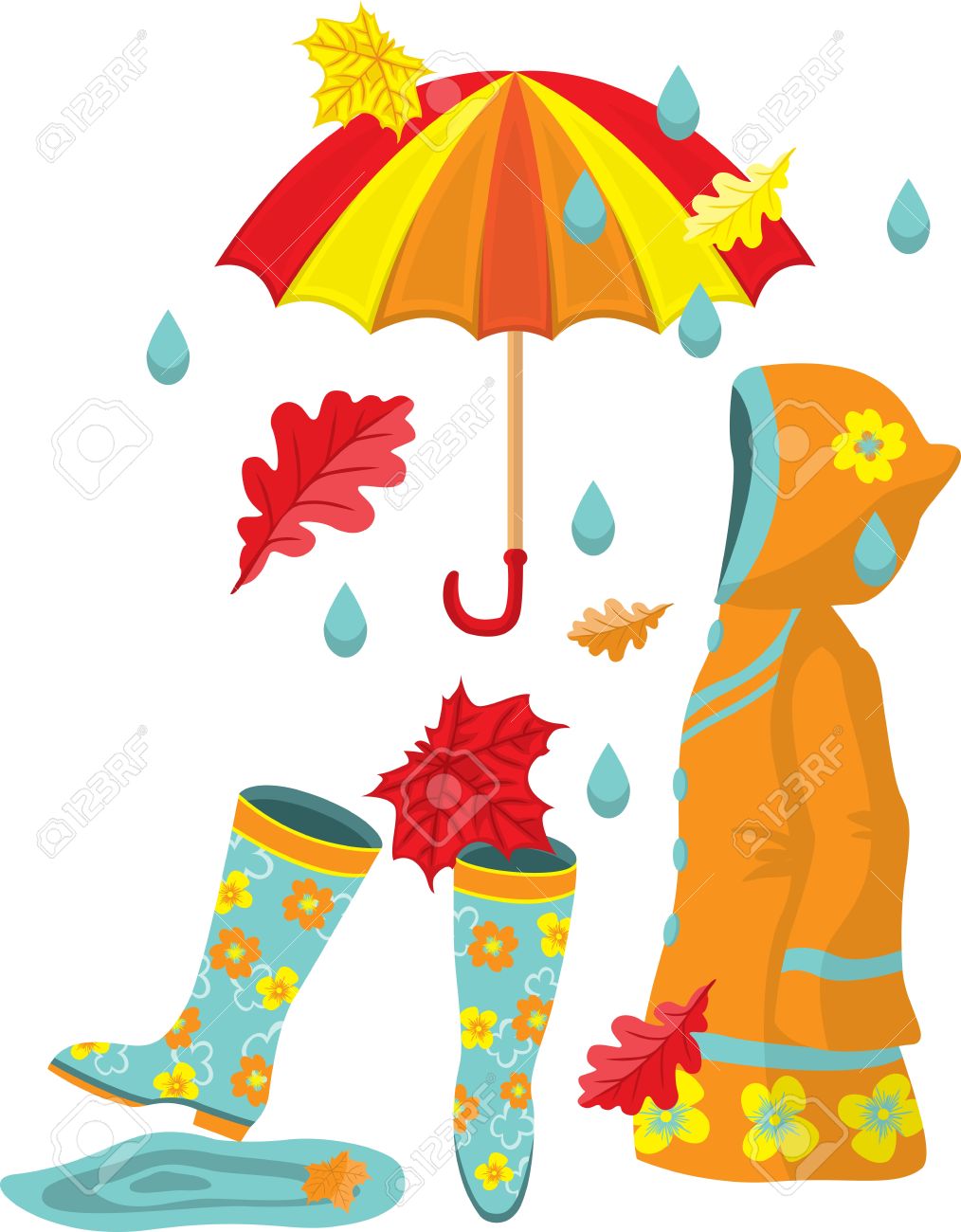 rain boots and umbrella set