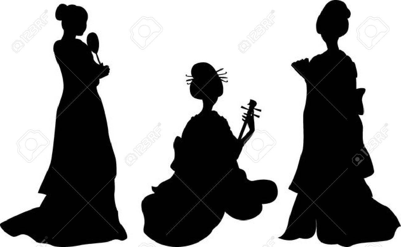 geisha black silhouettes Hot dick in the ass