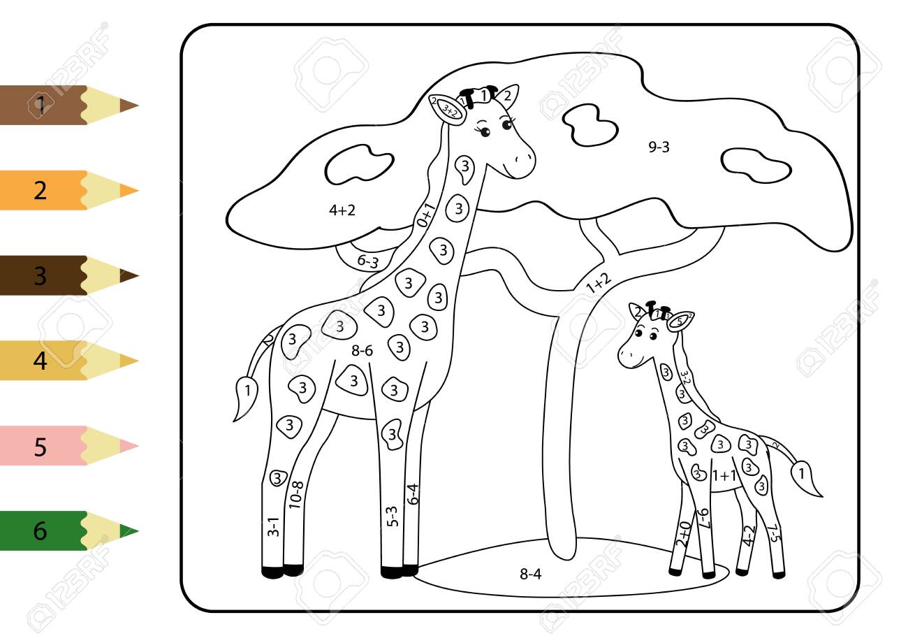Math Coloring Page For Kids. Study Subtraction And Addition ...