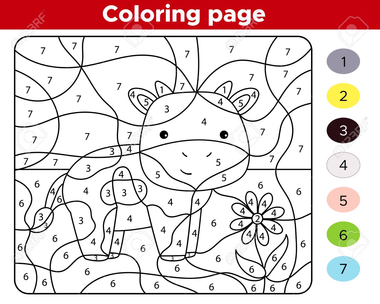 Número De Página Para Colorear Para Niños. Ilustraciones svg, vectoriales,  clip art vectorizado libre de derechos. Image 139161050