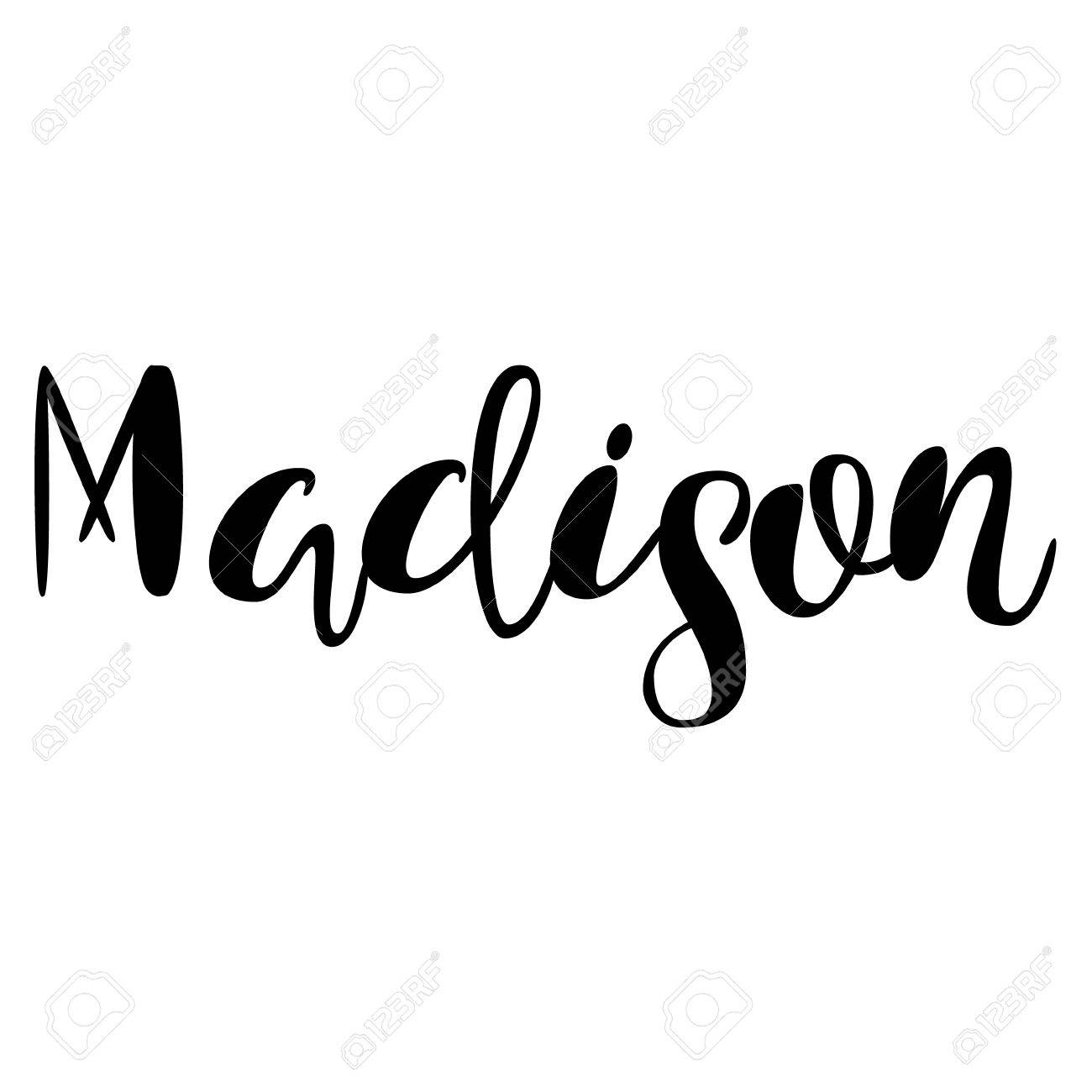 女性の名前 マディソン 手書きレタリングします ブラック 現代書道 のイラスト素材 ベクタ Image