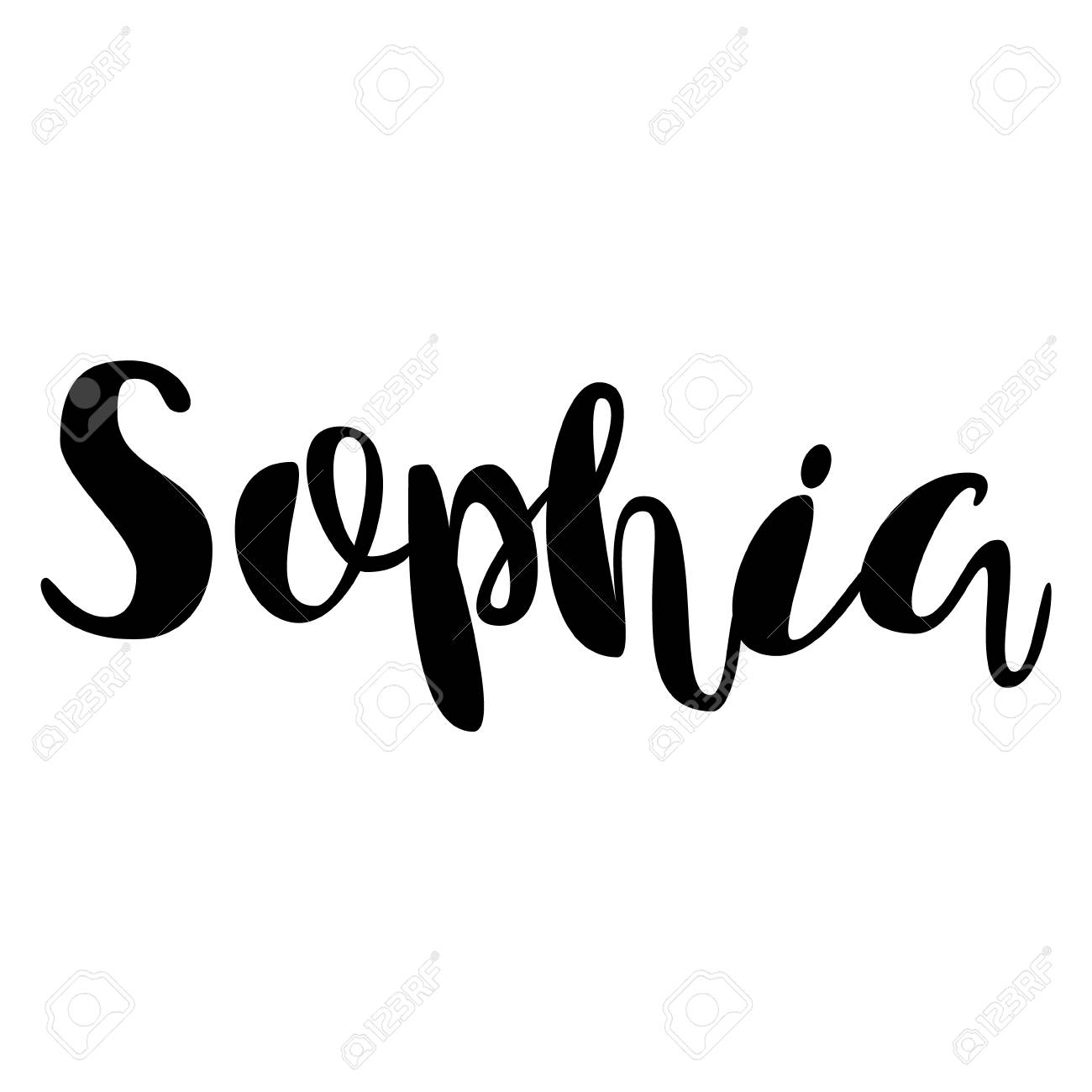 女性の名前 ソフィア 手書きレタリングします ブラック 現代書道 のイラスト素材 ベクタ Image