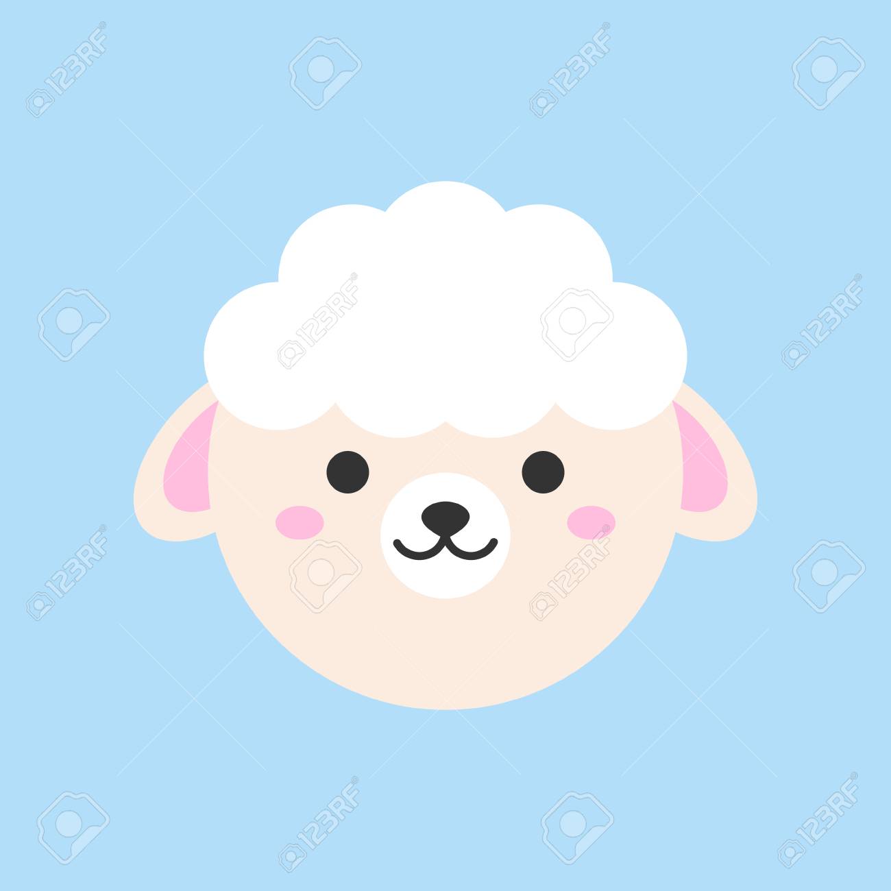 Cute Sheep Round Vector Graphic Icon Sheep Animal Head Isolated On Blue Background Royalty Free Cliparts Vectors And Stock Illustration Image 121528573