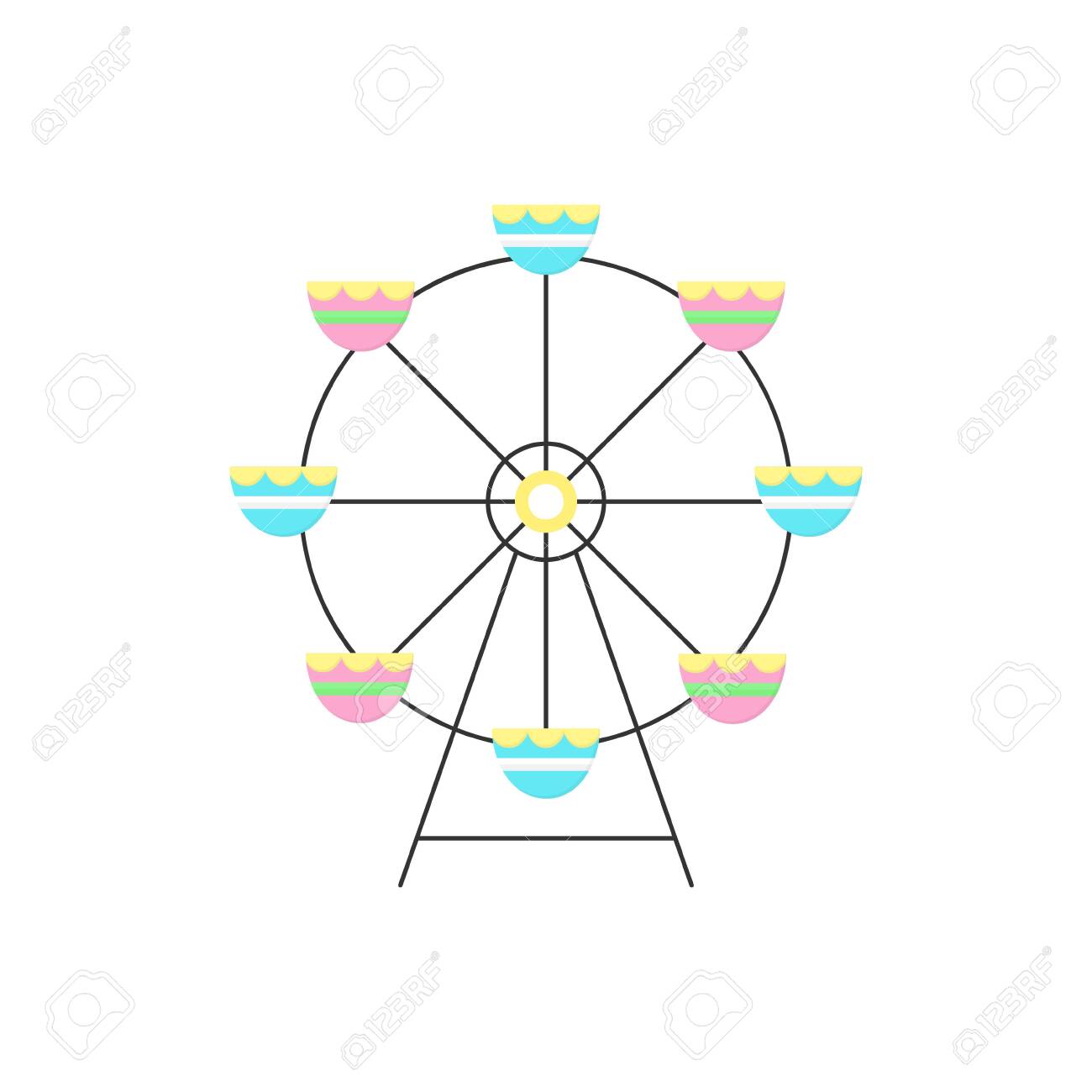 Cute Ferris Wheel Vector Graphic Illustration Icon Funfair Royalty Free Cliparts Vectors And Stock Illustration Image 122876341