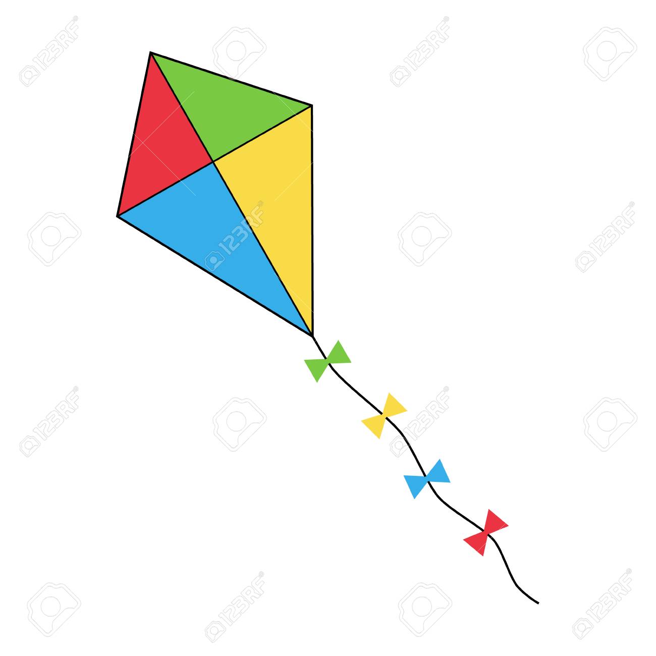 Colorful flying kite icon, vector illustration drawing. - 125897674 Colorful flying kite icon, vector illustration drawing. - 125897674