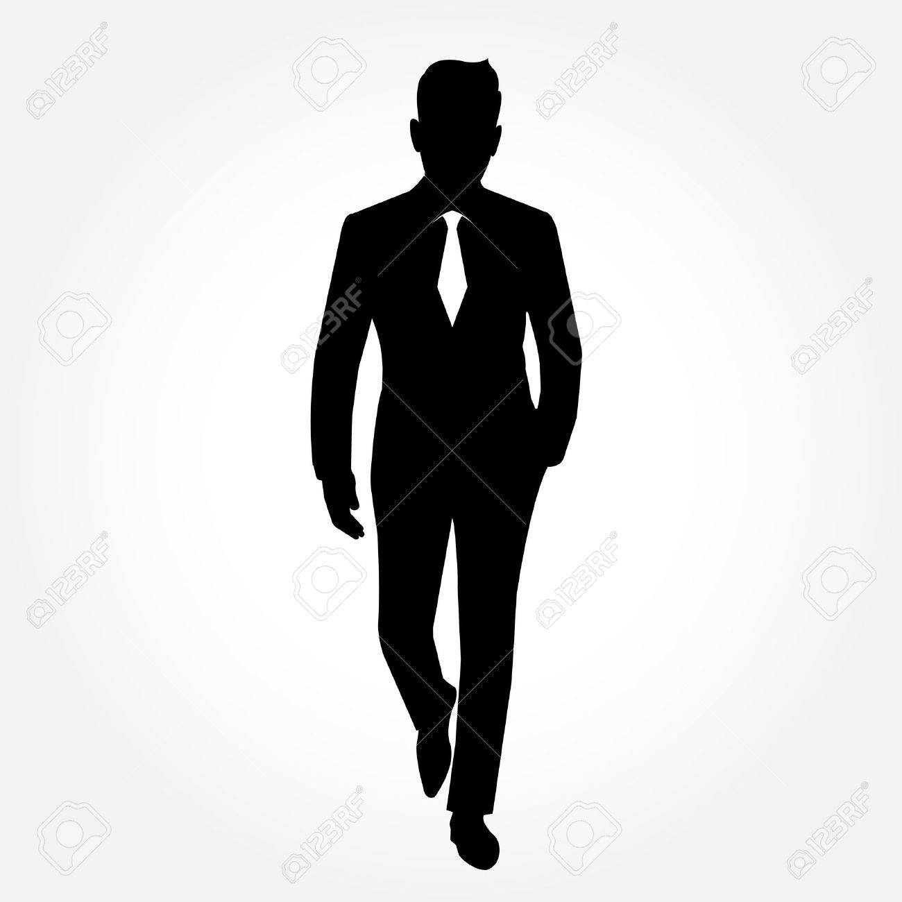 businessman silhouette full body picture with necktie on royalty