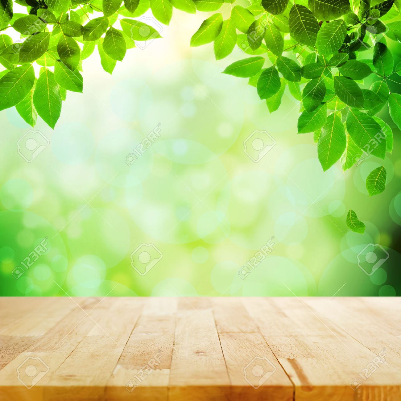 Wood Table Top With Bokeh Green Nature Abstract Background Stock Photo,  Picture And Royalty Free Image. Image 35217675.