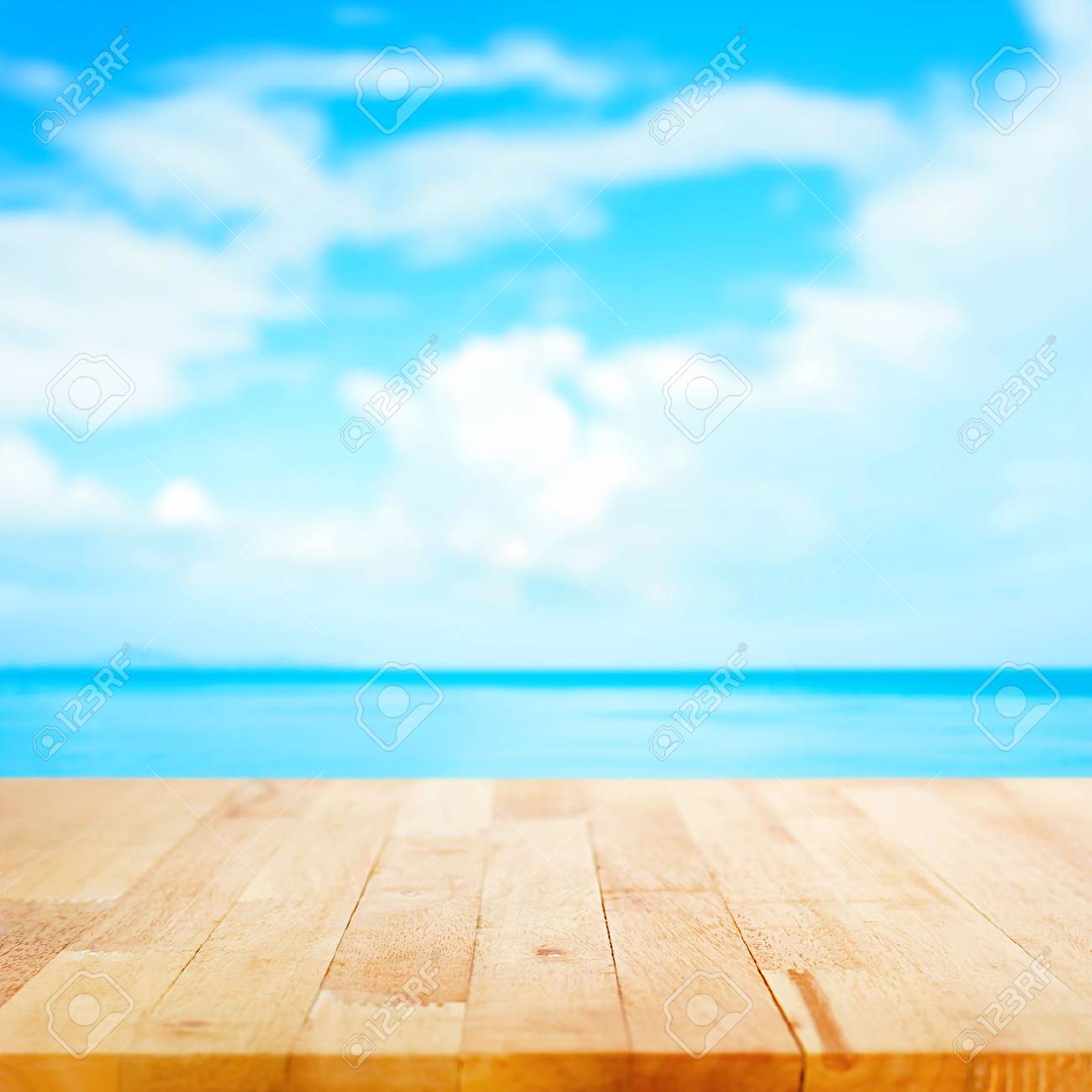 Wood Table Top On Blur Sea And Summer Sky Background Can Be Stock Photo Picture And Royalty Free Image Image