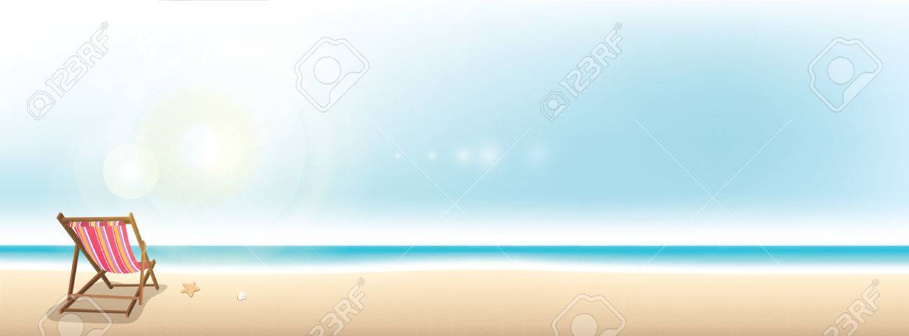 Colorful beach chair on the beach - summer holiday banner background with copy space - 63230118 Colorful beach chair on the beach - summer holiday banner background with copy space - 63230118
