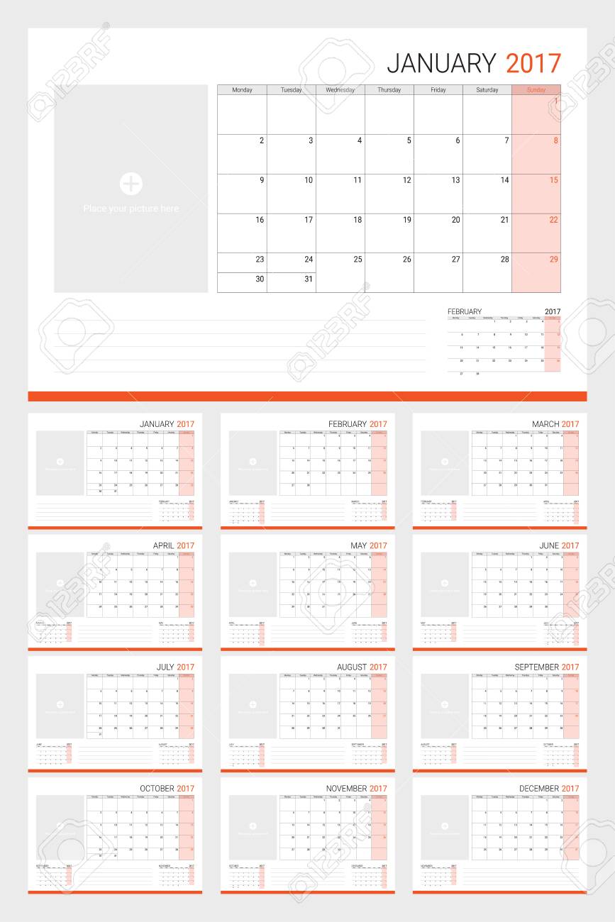 2017 calenders or desk planners with space for pictures and