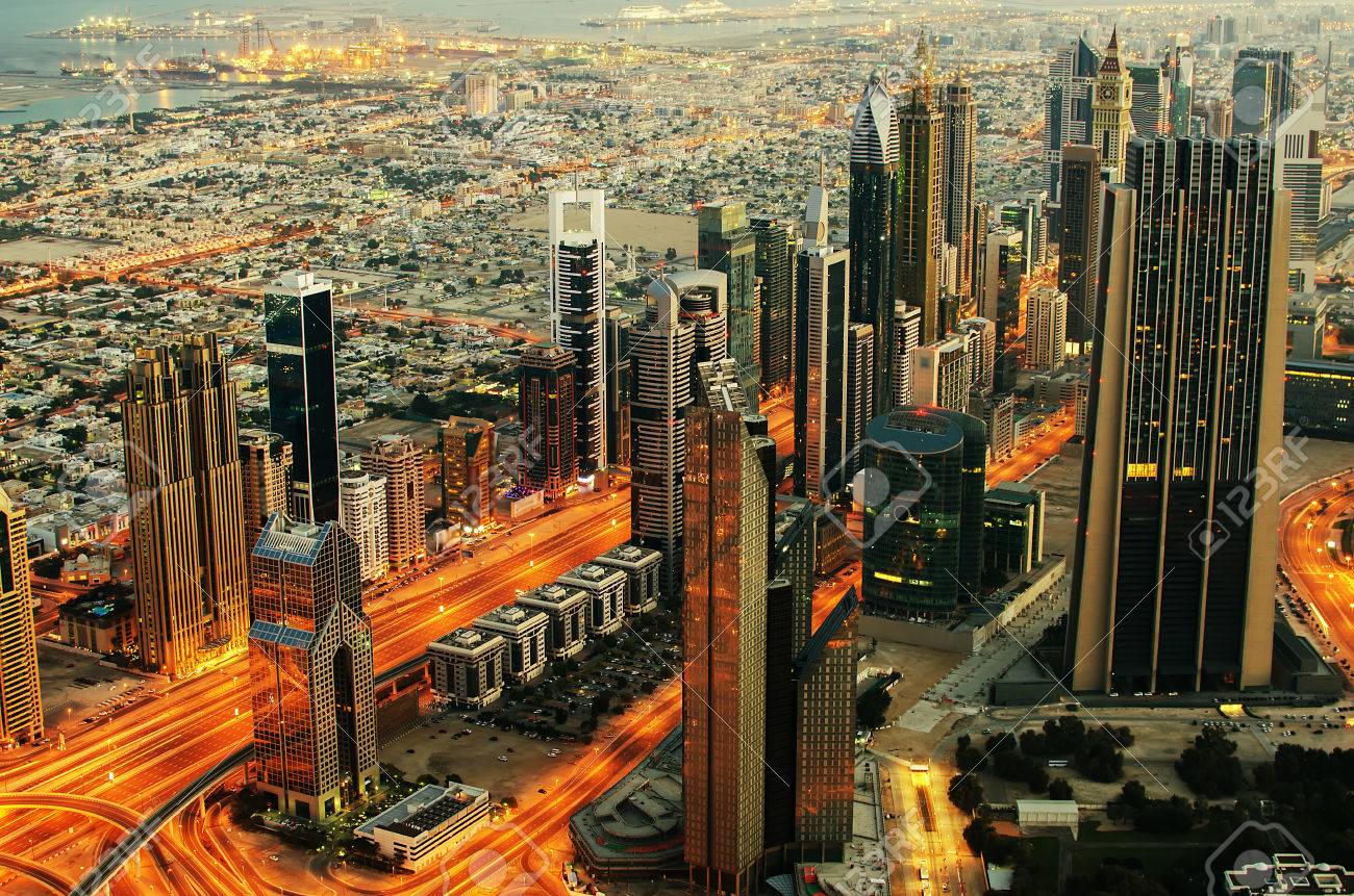 Downtown of Dubai United Arab Emirates at night - 27060978 Downtown of Dubai United Arab Emirates at night - 27060978