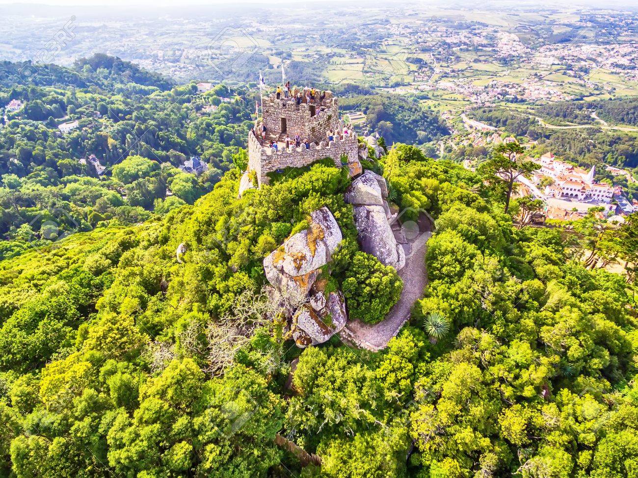 Sintra, Portugal: Aerial Top View Of The Castle Of The Moors ...