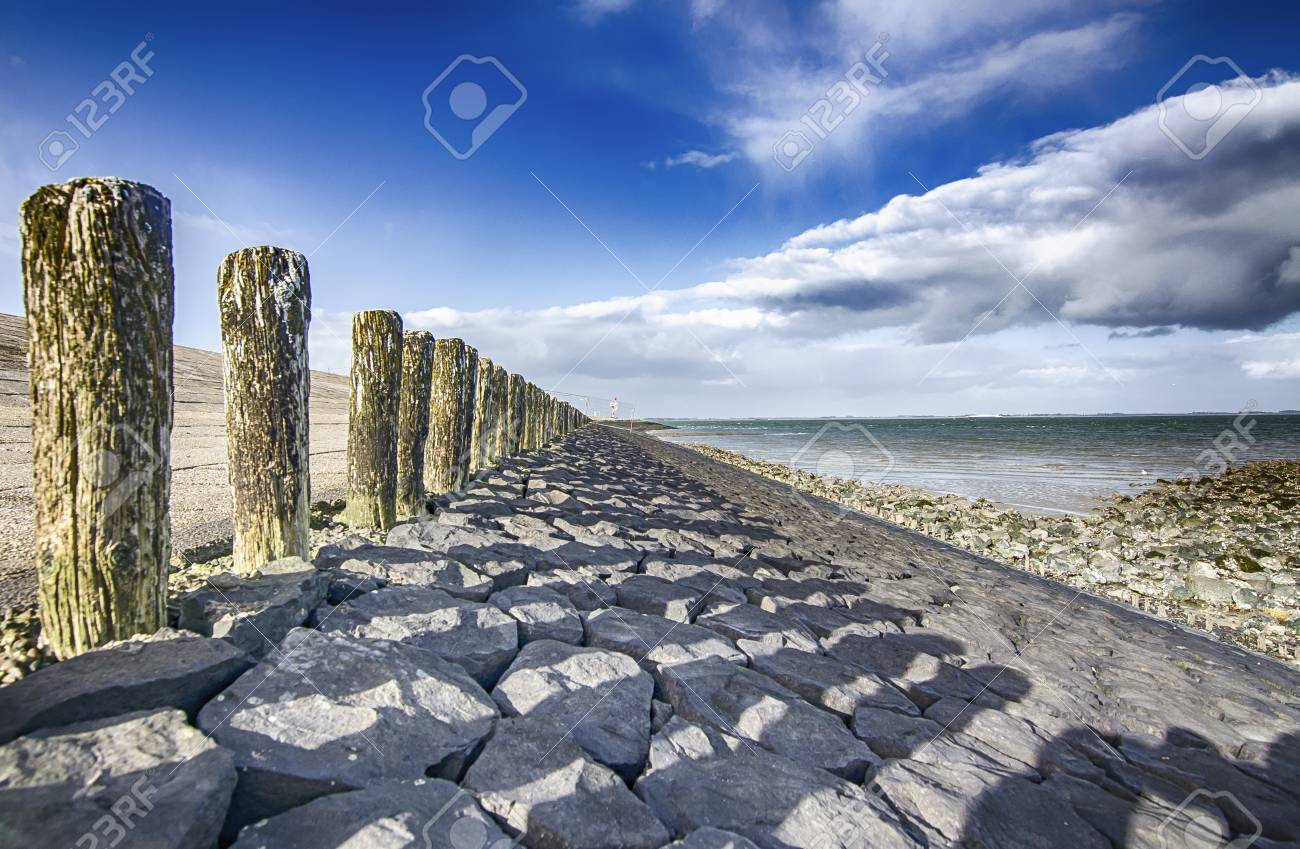 the north sea coast in zealand netherlands dutch landscape stock