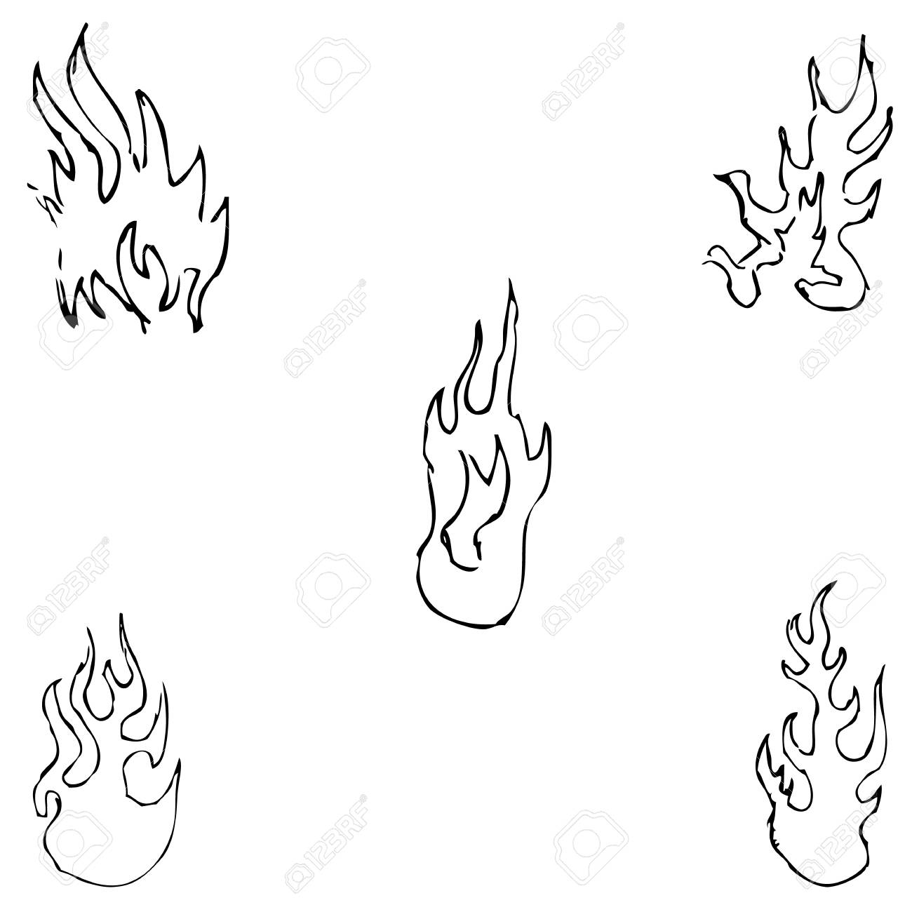 炎の舌 手でスケッチします 鉛筆は手でデッサンします ベクター画像 イメージは細い線です のイラスト素材 ベクタ Image