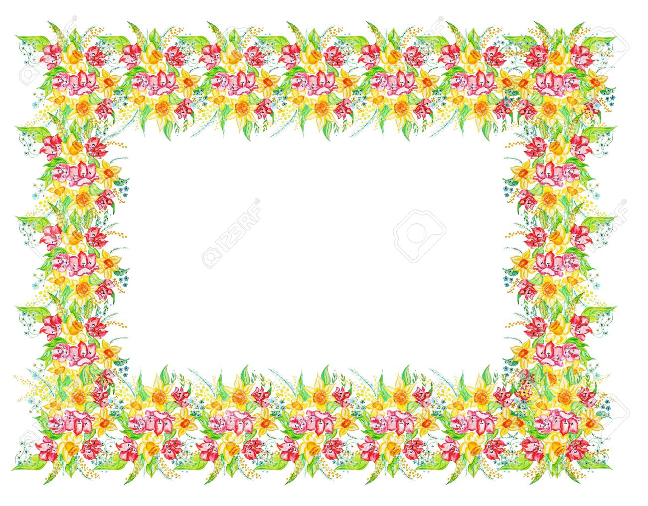 長方形のフレーム 春の花のブーケ 水仙 チューリップ ワスレナグサ 水彩イラスト デザインの要素です の写真素材 画像素材 Image 長方形のフレーム 春の花のブーケ 水仙 チューリップ ワスレナグサ 水彩イラスト デザインの要素です の写真素材 画像素材 Image