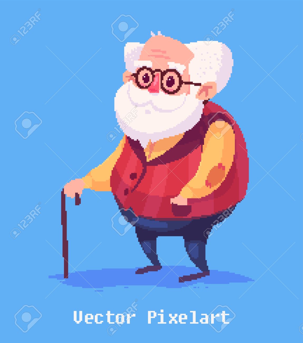 ピクセル アート 老人の面白いイラスト 漫画のキャラクター のイラスト素材 ベクタ Image