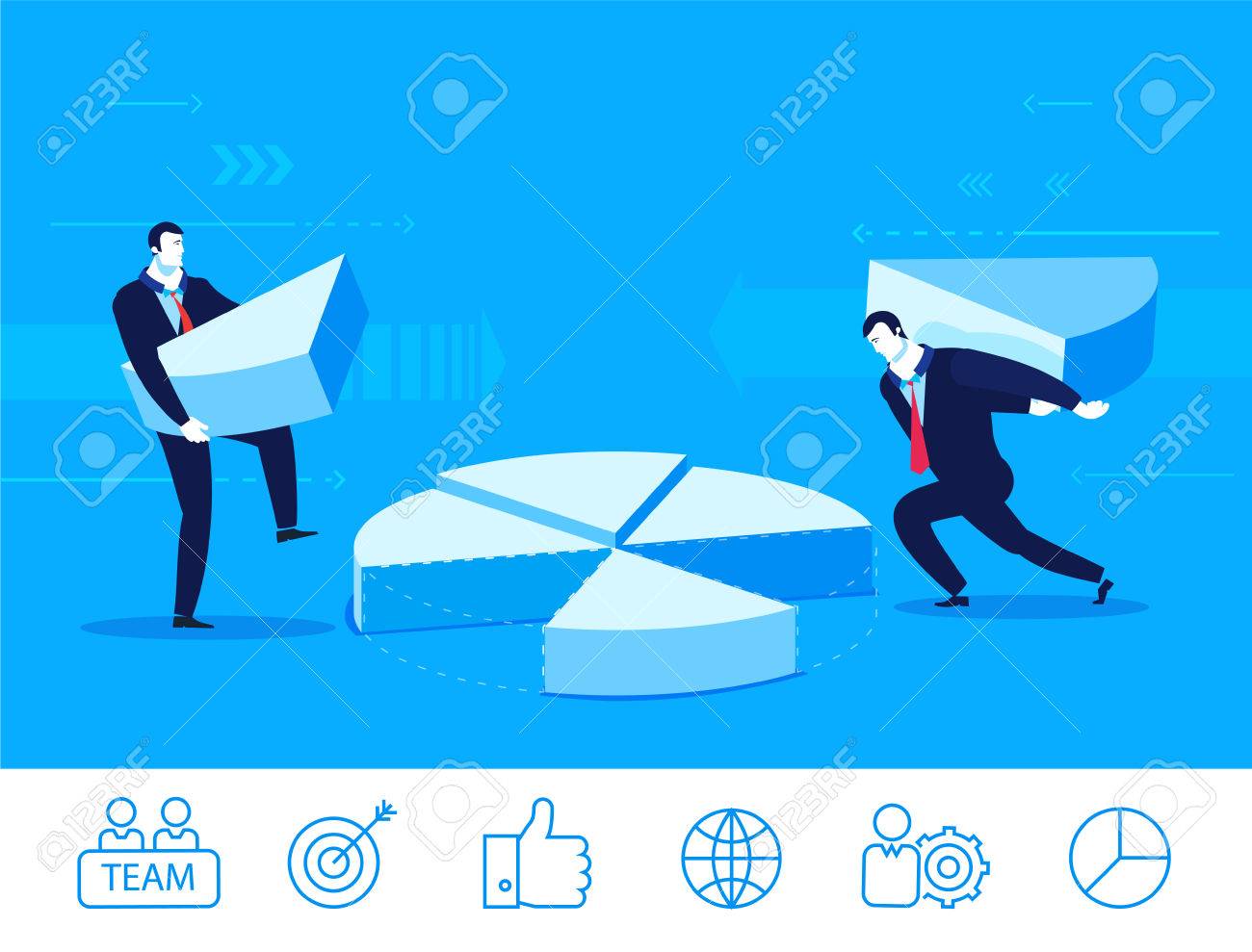 flat design vector concept illustration two businessmen collect clip art collect
