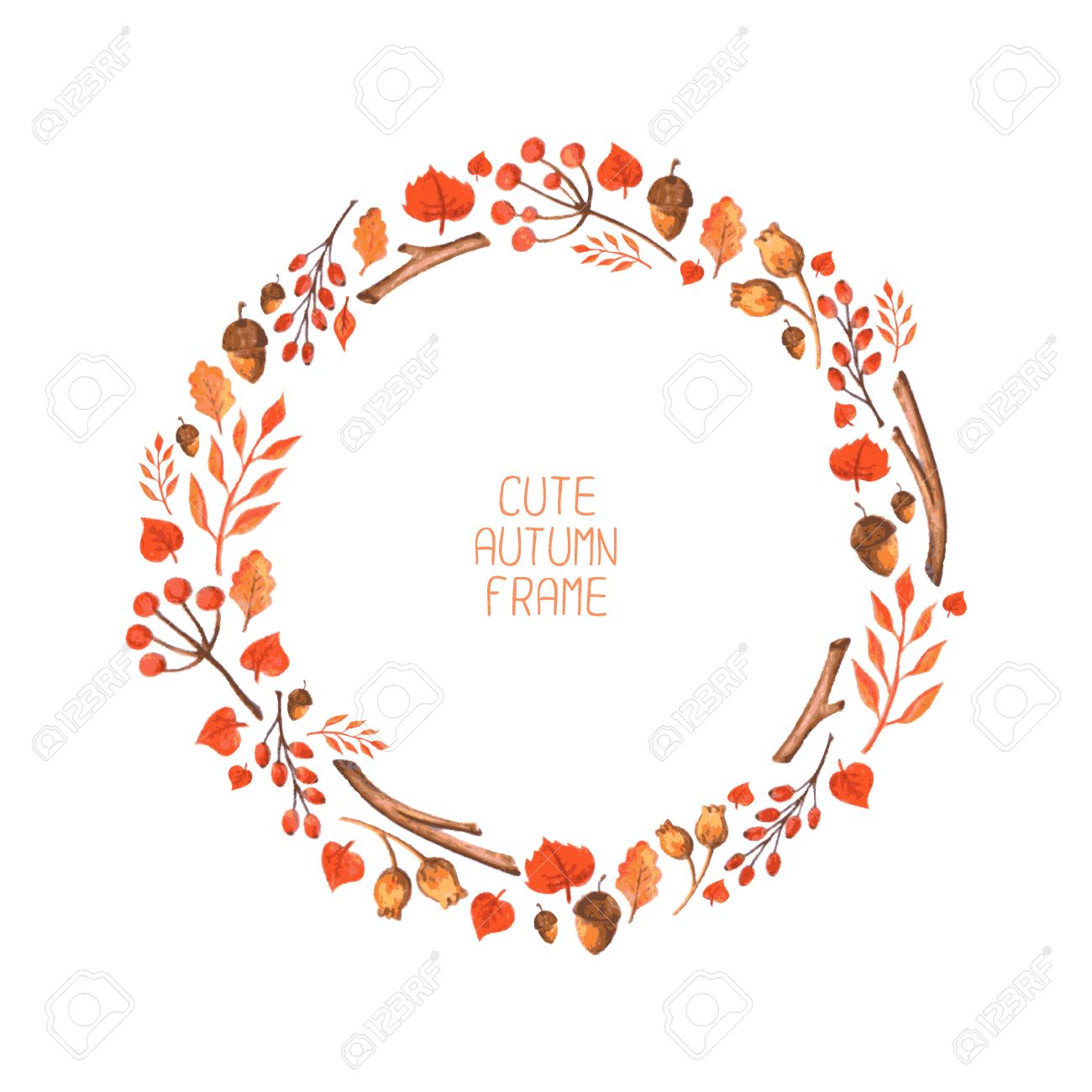 ベクトル水彩秋フレーム リース製手描きイラスト美しい背景印刷やスクラップの予約の無限テクスチャを使用ことができます招待状のヴィンテージを葉します の イラスト素材 ベクタ Image