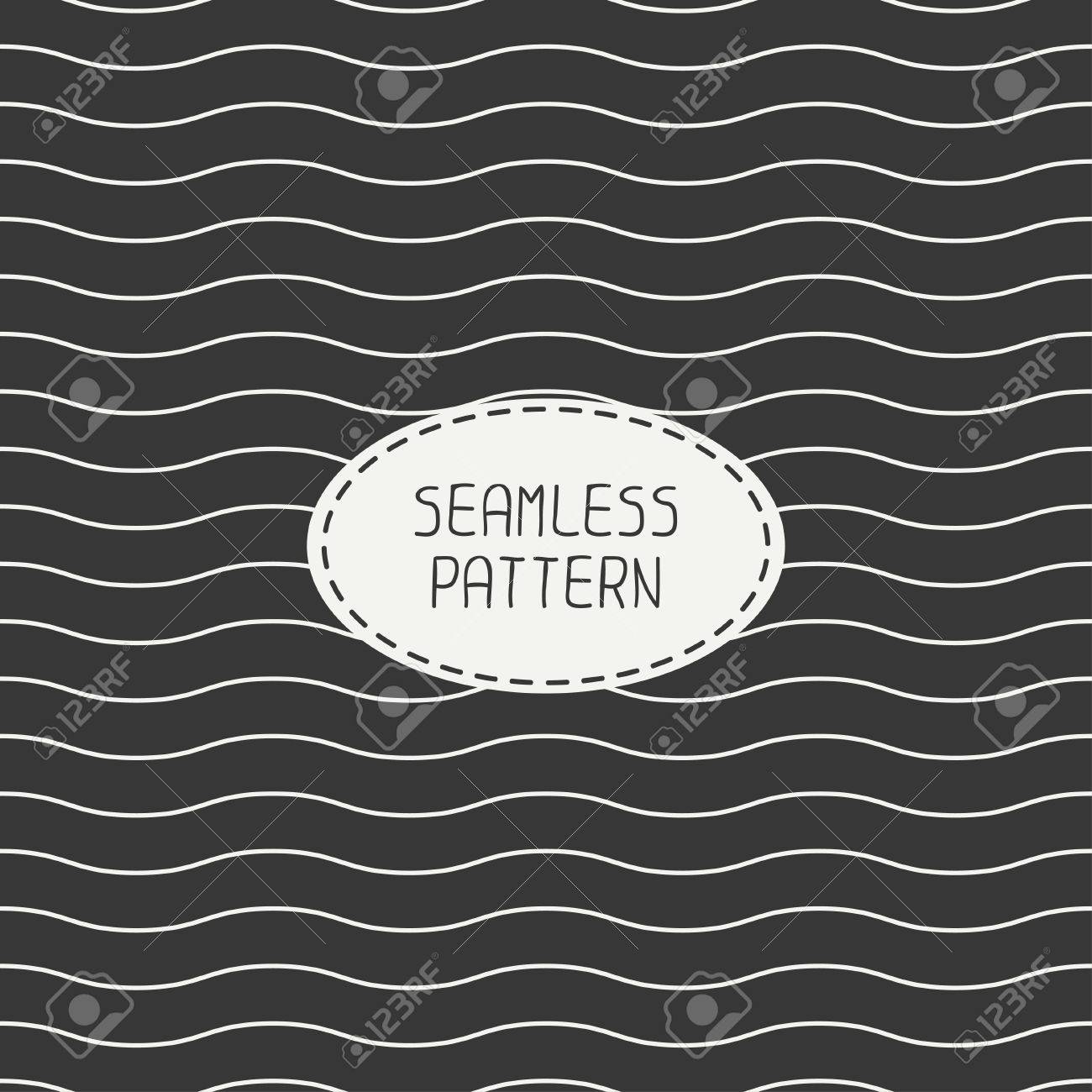 モノクロのシームレスな波線の幾何学的なパターン 不規則な抽象的なストライプします 包装紙 スクラップ ブック紙 タイリング ベクトル簡単なリップル イラスト ストライプの背景 グラフィックのテクスチャです のイラスト素材 ベクタ Image