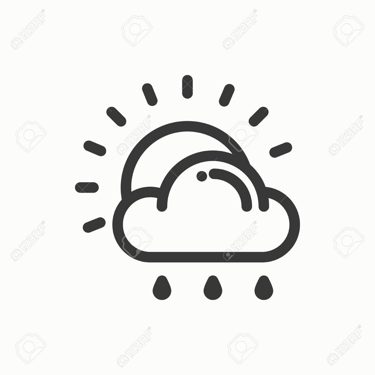 太陽 雲 雨 ラインのシンプルなアイコンです 天気記号 気象学 設計要素間の天気予報します 携帯アプリ Web ウィジェットのテンプレートです ベクトルの線形アイコン 孤立した図 フラット日光 サイン ロゴ のイラスト素材 ベクタ Image