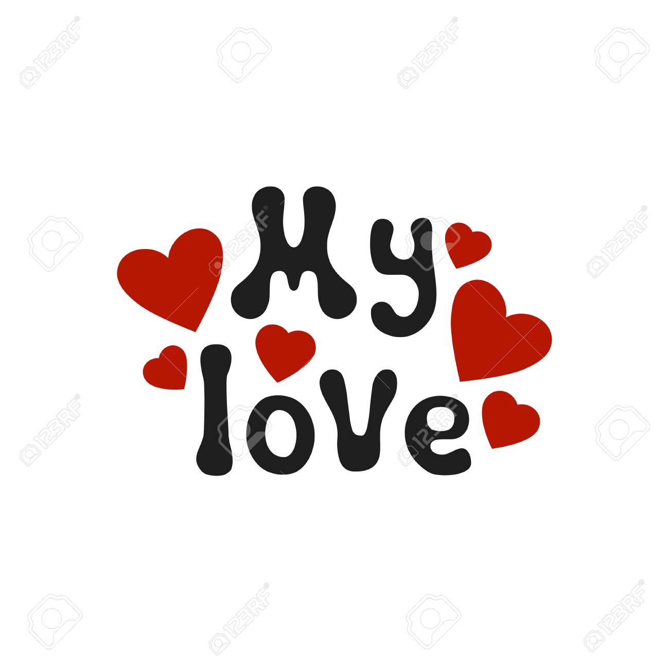 lettering romantic phrase my love handdrawn decorative element