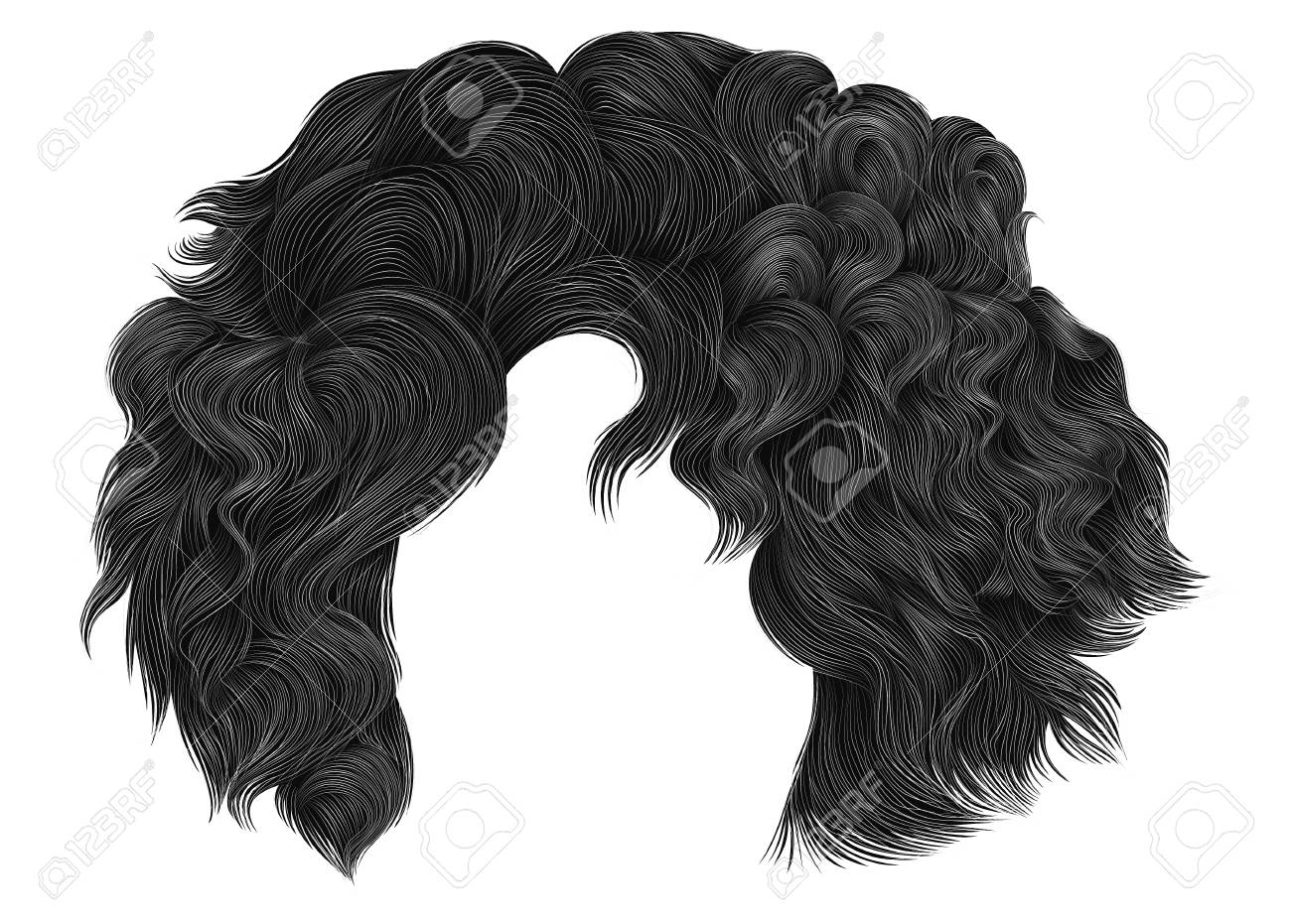 Trendy Woman Short Hairs Brunette Gray Colors Fringe Fashion Beauty Style Realistic 3d