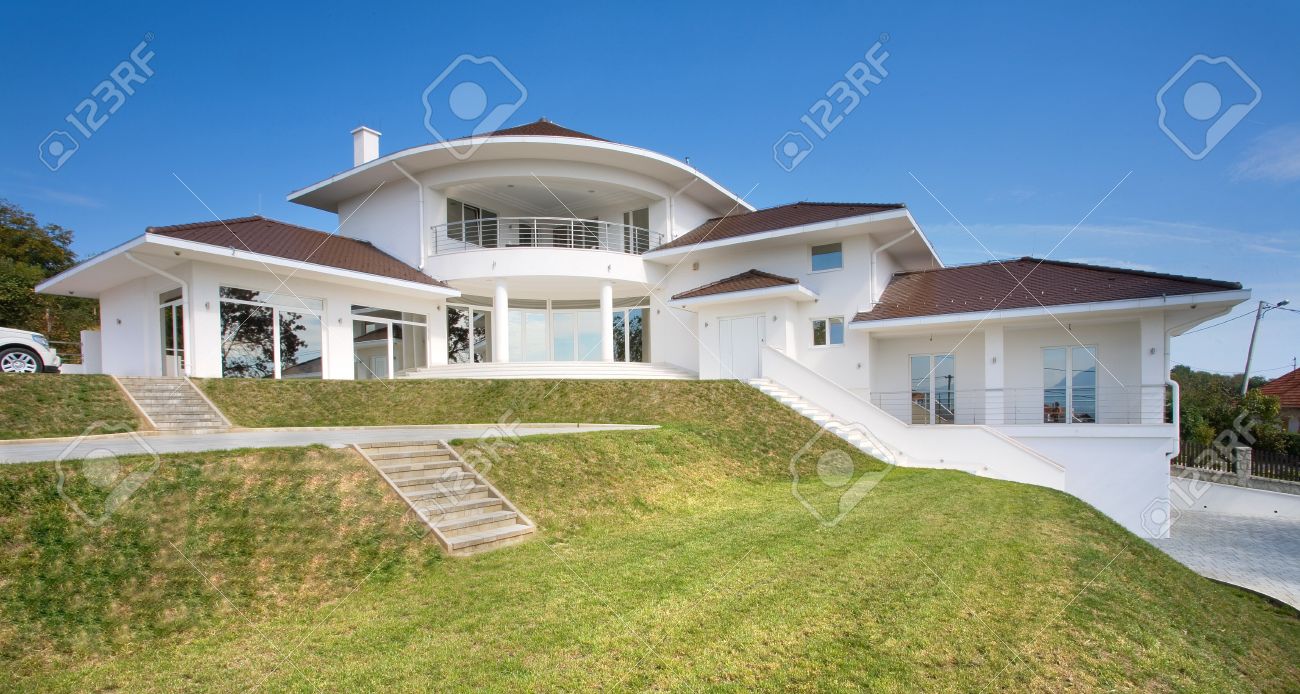 Modern House Exterior Large And Expensive House Architecture Stock